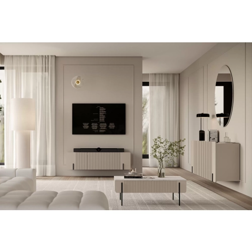 Komoda Malmi 200 cm wisząca - kaszmir / crema bianca / czarny
